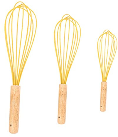 Amosfun 3pcs Manual Egg Whisk Egg Baking Tools Small Whisks for Cooking Yolk Mixer