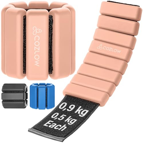 Cozlow – fotleds- och handledsvikter – för män och kvinnor – 1 par, justerbara träningsband i silikon för fitness och styrketräning – bärbara ben och manschett viktremmar för yoga och dans
