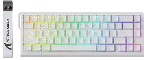 ATTACK SHARK X68 HE Clavier 8000Hz Rapid Trigger, Clavier Gamer Filaire RGB 60% avec Précision RT de 0,01 mm avec Interrupteur Magnétique, Actionnement Réglable, Snap Tap, pour PC/Mac, Contours Blancs