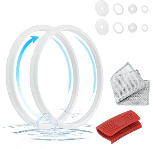 TGHongKy 2X Generale Guarnizioni in Gomma per GM Pentole Guarnizione in Silicone per GM Guarnizione per Pentola Pressione con Panno per Lavare i Piatti,Clip Termoisolante 5/6L XX