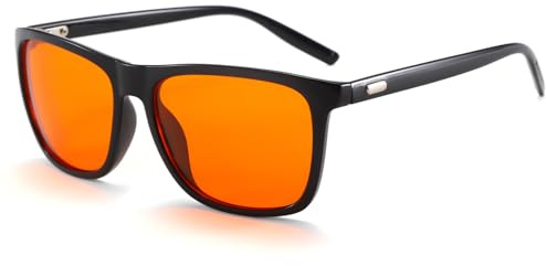 Long Keeper Blaulichtfilter Brille Herren Damen Quadratische Blaulichtblockierende Brille Orangefarbener Linse Brille für Bildschirme, Fernseher, Spielen