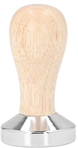 Tamper de café, 49 mm en acier inoxydable Espresso Presser avec une poignée en bois pour Cafe Coffee Cakets