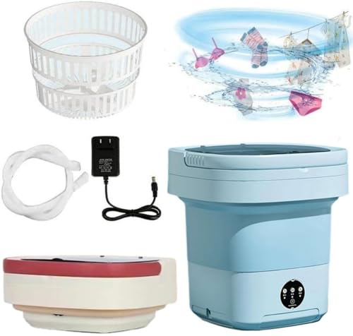 Lavatrice portatile da viaggio piccola da 8 l, mini lavatrice pieghevole con centrifuga per campeggio e viaggi, lavanderia a risparmio energetico per biancheria intima, vestiti e calze