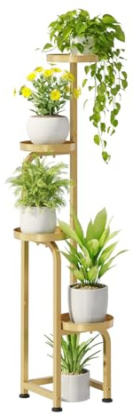 Bamworld Blumenständer Metall Golden Pflanzenständer Blumentreppe Indoor 4 Etagen robustes Pflanzenregal für Terrasse Garten Balkon Wohnzimmer Schlafzimmer