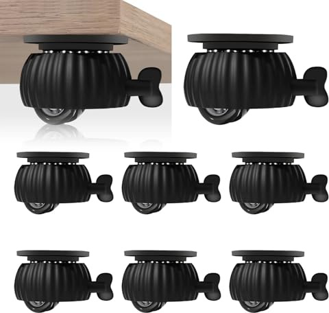 Sacolin Ruedas para aparatos sin taladro con freno, ruedas giratorias universales silenciosas de 360°, doble rodamiento ABS + material de pompón, paquete de 8, 100 unidades cada una