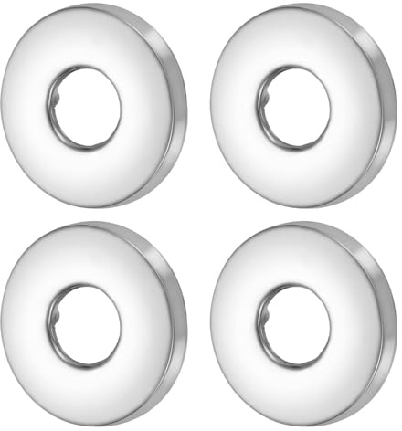QUARKZMAN 4 Pz Flangia Doccia 0.8x2.3x0.3(21x58x7.7mm Argento | Flangia Divisibile Parete Copertura Tubo Idrico Montata a Parete, Piastra Scudo Acciaio Inox Tonda