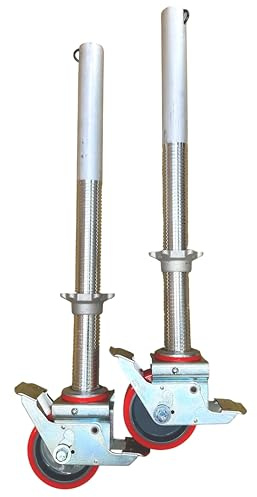 Alloy Scaffolding Tower Adjustable Legs & Castors (Pair) Scaffold Wheels Fit Most Industrial Aluminium Towers