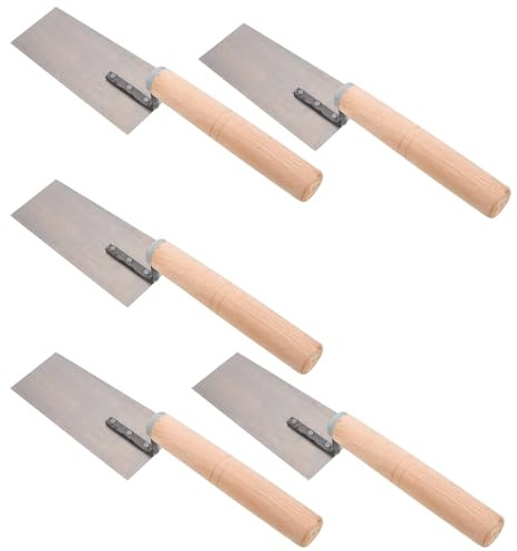 Zerodeko Lot de 5 Truelles à Plâtre en Acier Inoxydable, Grosse Taille Manche Long, Spatules de Construction pour Finition Ciment, Coupe-mastic, Outils Maçonnerie pour Travaux Muraux