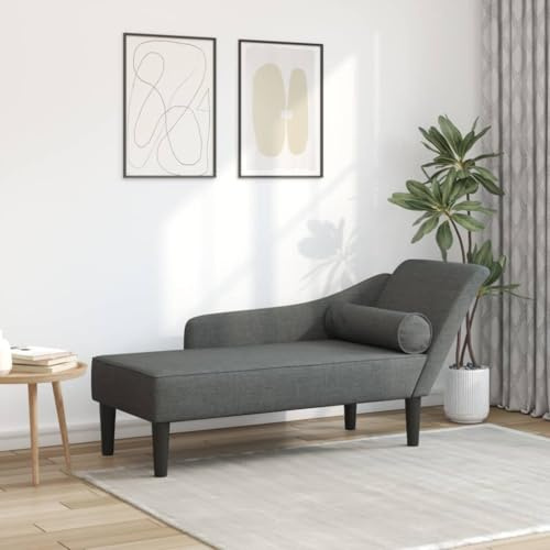 Bendmaxx schäslong recamiere med kudde mörkgrå tyg 141 x 55,5 x 66,5 cm soffa för vardagsrum sovrum relaxstol