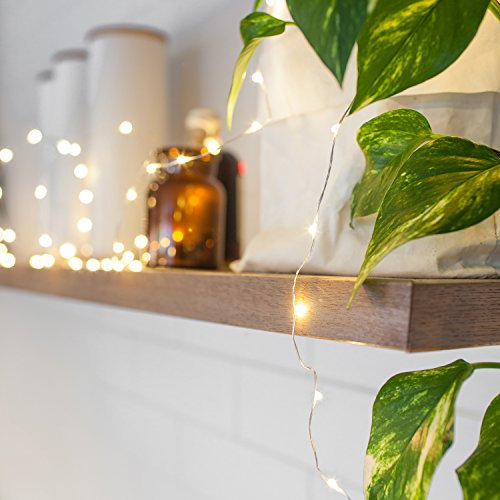 Lights4fun 100er Mikro-Lichterkette auf silbernem Draht | warmweiße LEDs | für Innenbereiche | Strombetrieben mit Stecker | Dekoration Beleuchtung | mit Kabel & Stecker [Energieklasse A++]