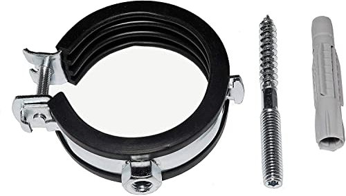 rohrfix-24 Gelenkrohrschelle 32-35 mm / 1 Set (10 Stück) - Stahl verzinkt - mit Kunststoff Multidübel Ø 10 - Schwarz