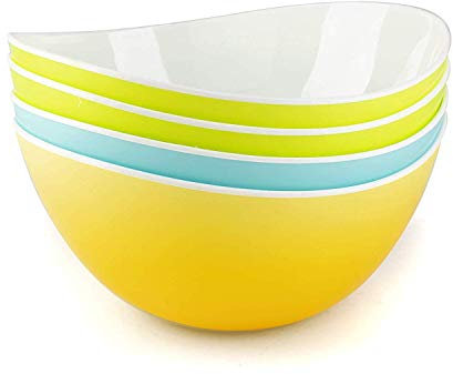 Maxi Nature Salad Bowl Set of 4 - Microwave, Dishwasher & Freezer Safe - Unbreakable & Lightweight Plastic Serving Bowls - Use for Ramen, Noodles, Soup, Pasta & More - Standard Size