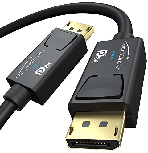 KabelDirekt – 8K DisplayPort Kabel & DP Kabel, mit spezieller A.I.S. Schirmung & offizieller VESA Zertifizierung – 1m (für DP 1.4 Gaming-PC/Laptop/Grafikkarte/Monitor mit 4K@120Hz, 144Hz/165Hz/240Hz)