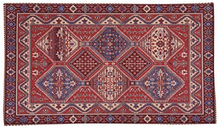 HomeLife Tappeto Stile Persiano/Orientale 150X190 CM | Tappetino in Cotone per Salotto/Camera da Letto/Soggiorno con Fondo Antiscivolo | Scendiletto Stampa Digitale di Inspirazione Orientale (Rosso)