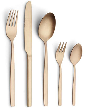 Echtwerk Positano Bronze Edition 30-delars bestickset för 6 personer 18/10 PVD mattat rostfritt stål Bestickset av hög kvalitet Matbord Dekoration Bröllopsförvaringspatron (färg brons)