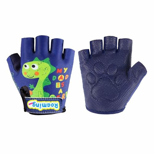 Boyiexin Kids Half-Finger Climbing Gloves for Age 3-10 Boys and Girls Monkey Bars Biking, Good Grip Control Gloves for Gymnastics Scooter Balance Boards Outdoor Sports (Blue, XXS (1-2 Years))