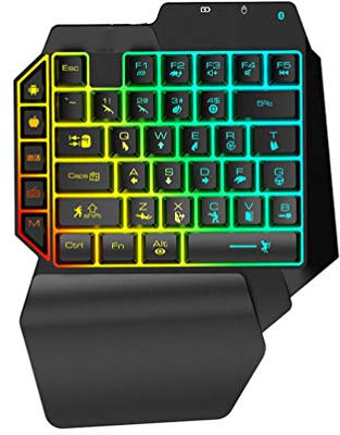 KUANDARMX One Handed Mechanical Gaming Keyboard Bluetooth Connection 39 Keys Half Keyboard Gaming Keypad Small Gaming Keyboard Mechanical Keyboard Macro Definition, Black