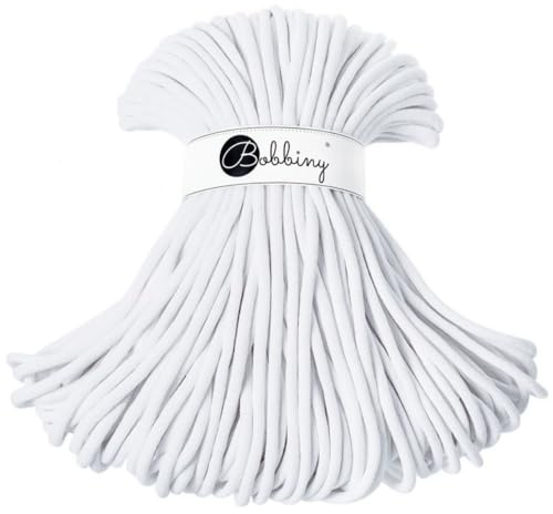 Bobbiny Jumbo - Corda in macramè intrecciata da 9 mm, 100 m, colore: Bianco