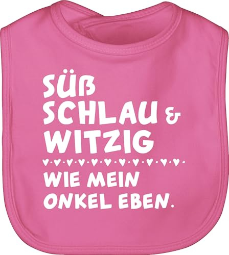 Shirtracer - Baby Lätzchen - Sprüche - Süß schlau und witzig - wie mein Onkel eben - Weiß