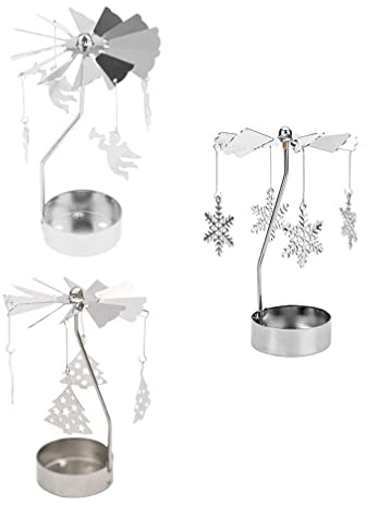 Lurrose 3 Stücke Weihnachten Kerzenhalter Teelicht Karussell Kerzenständer Schwippbogen Metall Kerzenleuchter Anhänger Vintage Teelichthalter Xmas Deko Weihnachtsdeko Windlichthalter