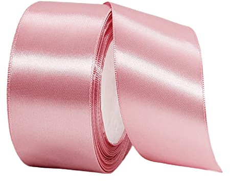 22m Satinband Geschenkband Bohne Rosa 40mm Breit,Auto Seidenband Rosa Dick Schleifenband Satin Dekoband Geschenkverpackung Deko Band Stoffband für Halloween Weihnachten Hochzeit Taufe Geburtstag DIY
