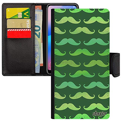 Coque S22 Rabat Portefeuille Moustache Mobile Telephone Homme Imprime Original de Protection Vintage Housse Vert Pipe pour Samsung Galaxy