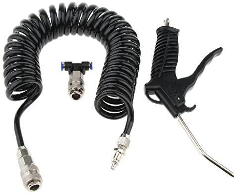 Lkw-Lieferwagen, schwere LKW-Luft-Staubwedel, Gebläsepistole, Staubreinigung, mit 5 m langem Spiralschlauch (5 × 8 mm, schwarz)