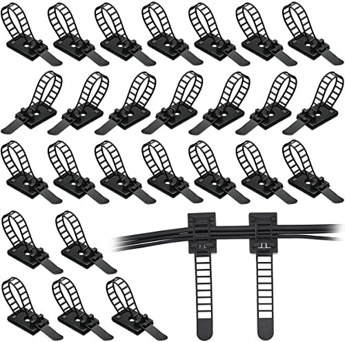 Kabelklemmen Selbstklebend Schwarz, Darryy 100 Stück Verstellbare Kabelhalter, Kabelhalter Schraubbar aus Nylon, Kabelklemmen Schraubbar, Verstellbare Kabelbinder, für Ordnen, Fixieren und Kabelbaums