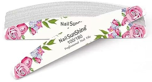 zalati Lot de 10 limes à ongles - Grain 100/180 - Double face - Pour nail art, manucure, pédicure - Fleurs