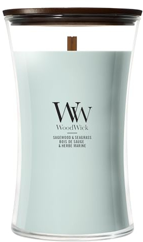 WoodWick | Große Kerze | Sagewood & Seagrass | Tolles Geschenk für Frauen