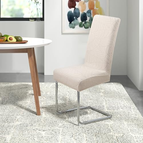YISUN Stuhlhussen 4er Set Universal Jacquard Blätter Abnehmbarer Waschbarer | Schmutzabweisend Hochelastisch Hussen für Stühle, Stuhlbezüge für Schwingstuhl Bankett Küche Hochzeit Party Bar Essbereich