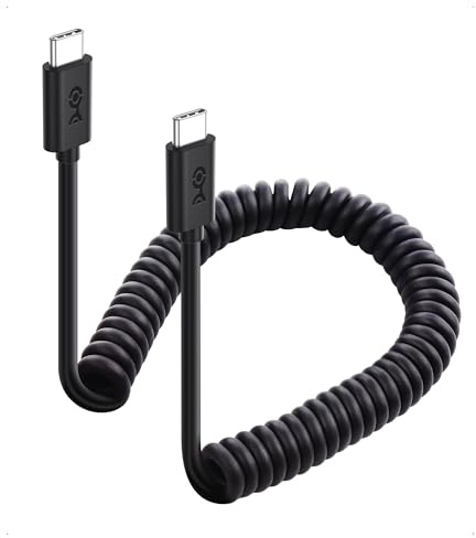 Cable Matters Coiled USB C to USB C Cable, 0.3-1.2m, 60W Charging | 480Mbps Data, Compatible with Apple CarPlay, Android Auto, iPhone 17/16, Galaxy S24