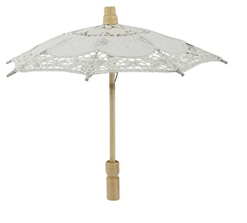 QANYEGN Spitzenschirm, Regenschirm Weiß Hochzeit, Handbestickter Durchsichtiger Regenschirm für Hochzeit, Foto, Tanz, Party, Hochzeit