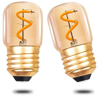 Klarlight 1W E27 Edison Vintage Glühbirnen, Mini Retro Dekorative LED Lampen, T28 Röhrenförmige Glasbirnen Warmweiß 2200K, Bernsteinfarbenes Glas, 10W/15W Äquivalent, 35 Lumen, Nicht Dimmbar, 2 Stück