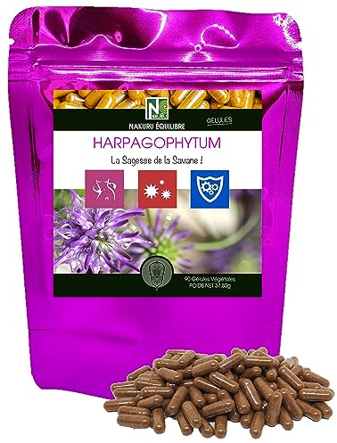 NAKURU | Harpagophytum | Gamme Équlibre | Fabriqué en France | La Sagesse de la Savane! (90 Gélules Végétales de 420mg / Poids Net: 37,80g)