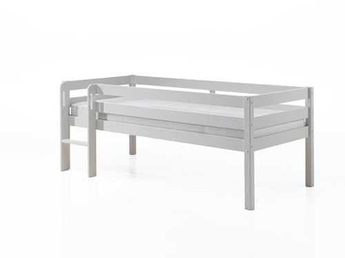 möbelando Spielbett >Pino< in Weiß - 207,6x83x104,9 (BxHxT)