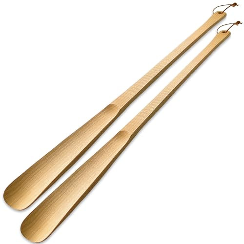 SOHFA Schuhlöffel Lang aus nachhaltigem europäischem Holz 2er Set (2x 63cm) - Premium Schuhanzieher Buchenholz Doppelpack - Für Haushalt & als Geschenk - Made in EU - Senioren