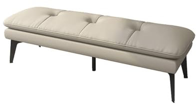 Bettbank Gepolsterte Schlafzimmerbänke, Leder-Fußstütze, Hocker, Akzentbank for Eingangsbereich, Esszimmer, Wohnzimmer, Schlafzimmer, Ende des Bettes Polsterbank ( Color : White , Size : 160*50*38cm )