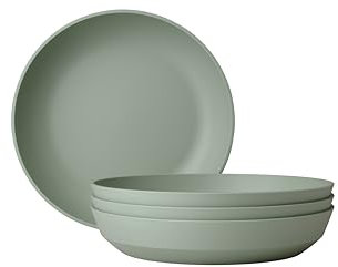 Mepal - Piatto Fondo 4 Pezzi Silueta - Lavabile in lavastoviglie e microonde - Piatti di plastica - Piatti da Cena - Servizio - 21 cm - Nordic sage
