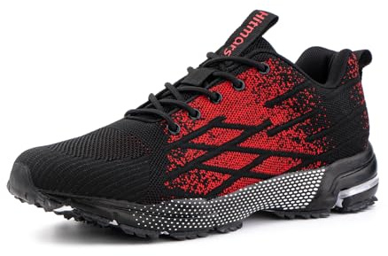Hitmars Mens Trainers Ladies Running Shoes Mens Trail Running Gym Outdoor Sports Shoes Lightweight Fashion Sneakers Red N1 Size 11UK=46EU