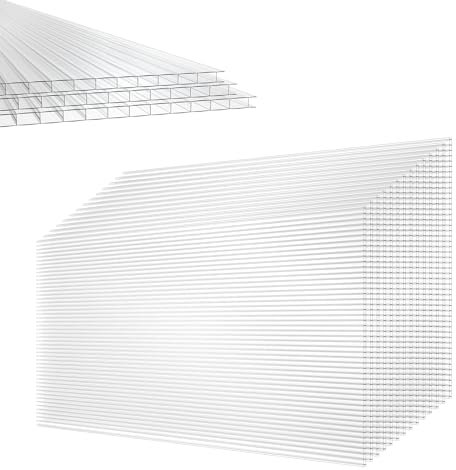 XINZI 14 lastre alveolari in policarbonato, ca. 10,25 m², per serra, doppi pannelli resistenti ai raggi UV e agli urti, piastre di ricambio, trasparenti