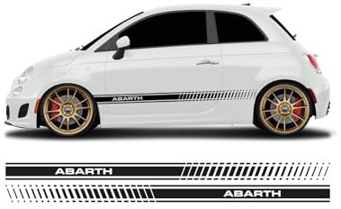 BellaFolia Seitenstreifen Aufkleber ''Abarth'' Schriftzug passend für Fiat 500 Seitenaufkleber, Rallystreifen 30002