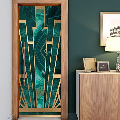 MULBEVD Adesivi 3D per porta, adatti per la decorazione della parete della stanza, soggiorno, autoadesivo, murale, marmo, decalcomania per porta (DM153), 90 x 200 cm