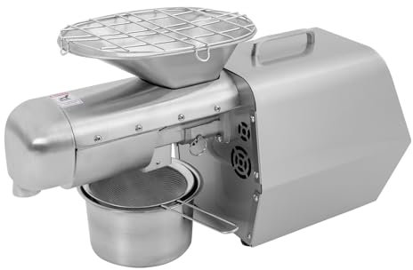 WooDerson 1800W Elektrische Ölpresse, 0 – 300 ℃ Heiße Und Kalte Ölmühle, Einstellbare Temperatur Öl Pressmaschine Aus 304+201 Edelstahl,6–9 Kg/Stunde (Rohstoffen)