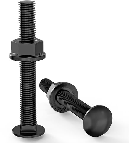 ORTAVA Schlossschrauben M8×60 Schwarzes Oxid DIN 603 (20 Stück), mit Sechskant-Flanschmutter, aus Edelstahl A2 V2A, Flachrundkopfschrauben