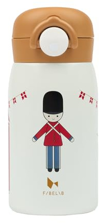 Fabelab Vattenflaska Barn 320 ml | Vaktmönster | Rostfritt Stål BPA-Fri | Skola Läcksäker | Vattenflaska