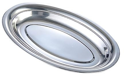 Alipis Piatto Ovale Profondo in Acciaio Inossidabile Non Magnetico 28 Cm, Piastra Per Vermicelli e Pesce, Piatto Basso Per Catering e Buffet, Uso Per Feste e Ristorazione