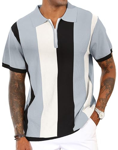 Polo de moda para hombre, estilo vintage, a rayas, informal, de manga larga, para golf