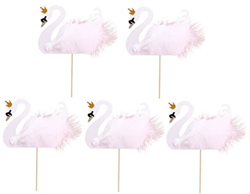 JOINPAYA 5pcs Swan Cake Toppers for Birthday Wedding Engagement Celebrations Elegant Cake Decorations for Desserts Parties