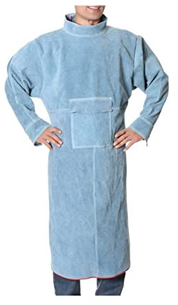 Delantal de Soldadura de Cuero con Manga, Abrigo de Soldadura Resistente a la Llama de Calor for Hombres for Mujeres, Chaqueta de Soldadura de Servicio Pesado, Accesorios de Soldadura(Blauw,XL)